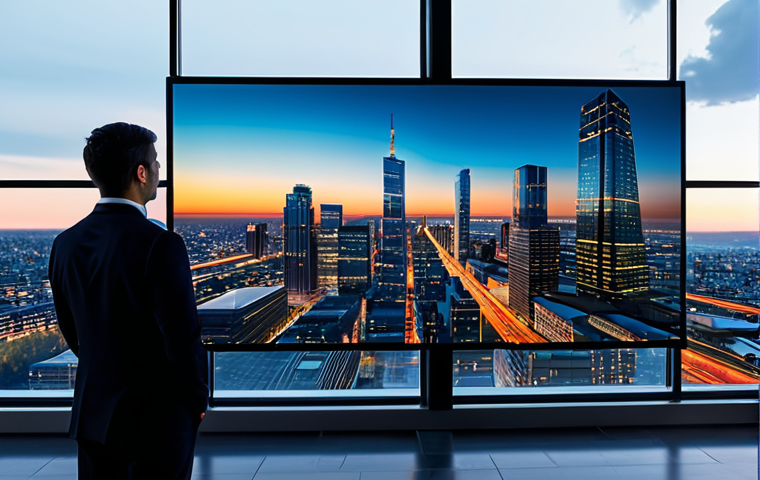 A diverse group of professional real estate analysts, fully clothed in modern business suits, collaborating around a large, interactive transparent screen. The screen displays dynamic, glowing 3D data visualizations of market trends, AI-driven predictions, and complex property metrics. The setting is a sleek, high-tech, minimalist office interior with large windows showcasing a vibrant city skyline at dusk. Professional photography, cinematic lighting, ultra-detailed, sharp focus, 8K. Perfect anatomy, correct proportions, natural pose, well-formed hands, proper finger count, natural body proportions. Safe for work, appropriate content, fully clothed, professional dress.